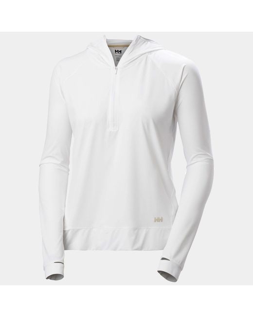 Helly Hansen White Shine Solen Half-Zip Sun Hoodie