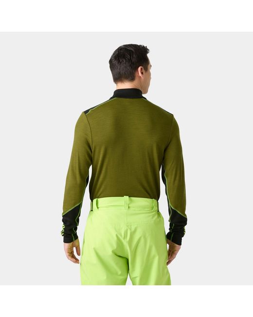 Helly Hansen Green Lifa Merino Midweight 1/2 Zip Base Layer for men