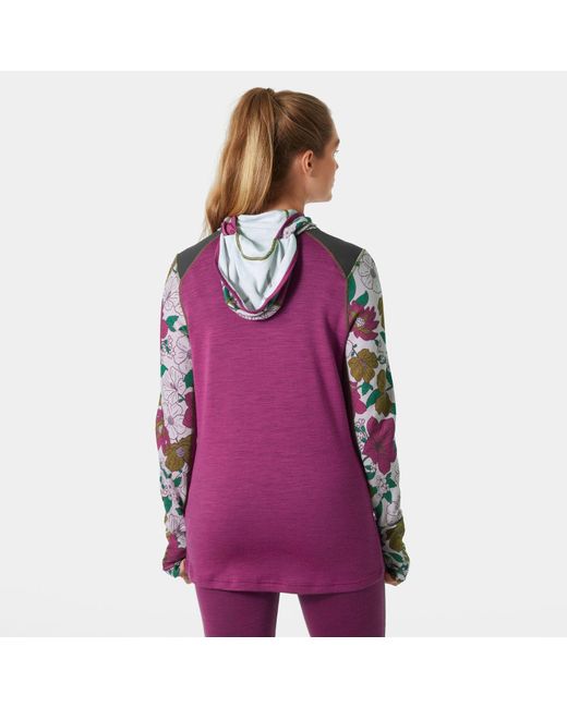 Helly Hansen Purple Lifa Merino Midweight Balaclava Hoodie