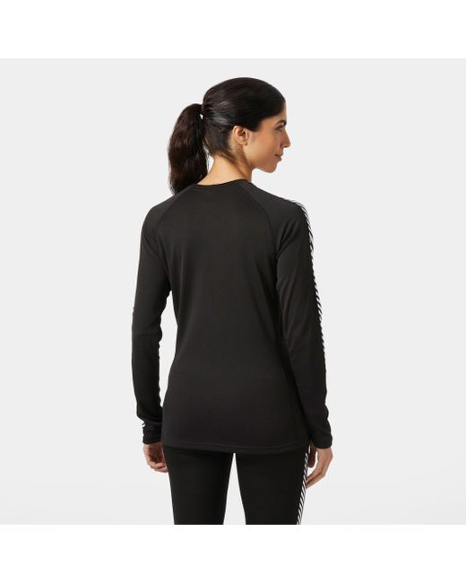 Helly Hansen Black Lifa Active Stripe Crew Baselayer Top