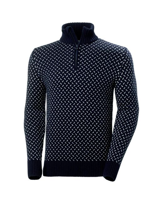Helly Hansen Blue Men's Arctic Ocean Icelander Wool Knit Half-zip Sweater Mens for men