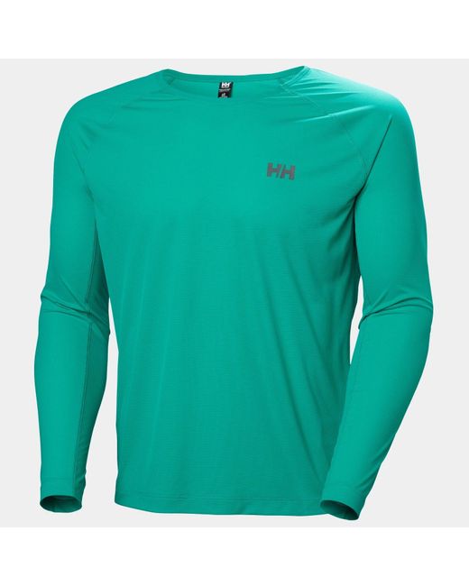 Trail Long Sleeve T-Shirt Verde di Helly Hansen in Green da Uomo