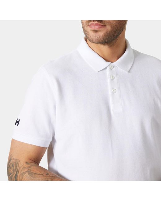 Helly Hansen White Crew Cotton Pique Quick-Dry Polo Shirt for men
