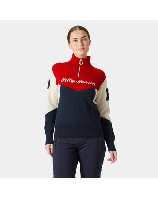 Pull En Maille Femme Après Ski Bleu Marine Helly Hansen en coloris Red