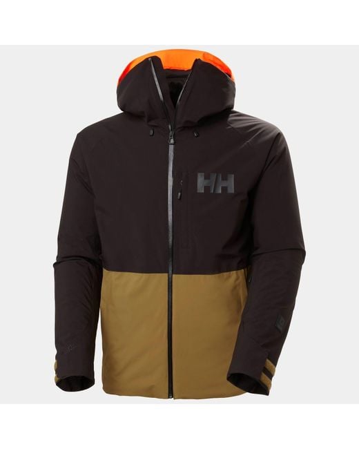 Giacca Da Sci Uomo Powderface Con Cappuccio Marrone di Helly Hansen in Black da Uomo