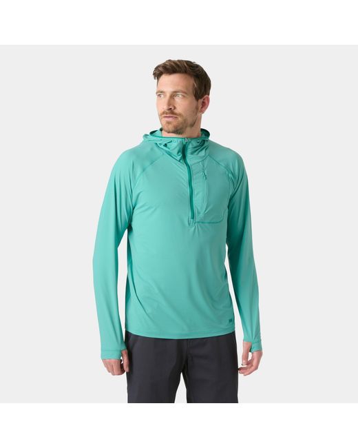Helly Hansen Green Shine Solen Half-Zip Sun Hoodie for men