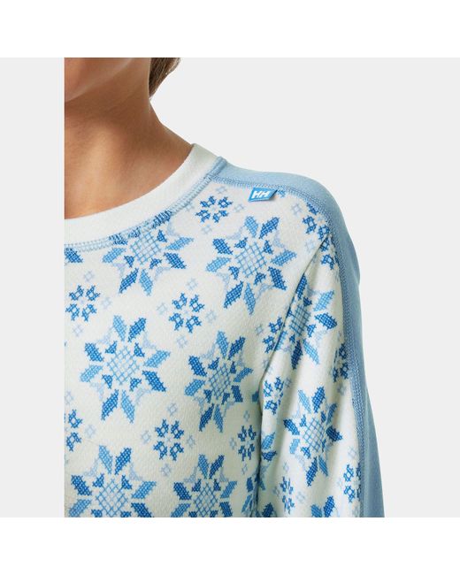 Juniors' Graphic Lifa Merino Base Layer Set Blu di Helly Hansen in Blue