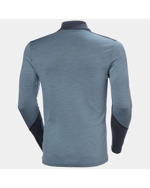 Helly Hansen Blue Lifa Merino Midweight 1/2 Zip Base Layer for men
