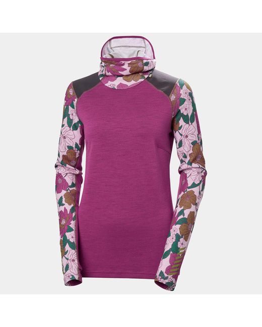Helly Hansen Purple Lifa Merino Midweight Balaclava Hoodie