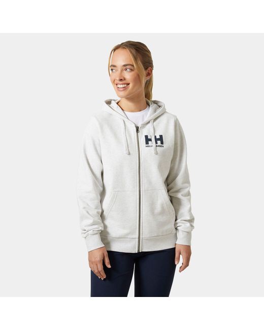 Hh® logo full zip hoodie 2.0 blanc Helly Hansen en coloris Gray