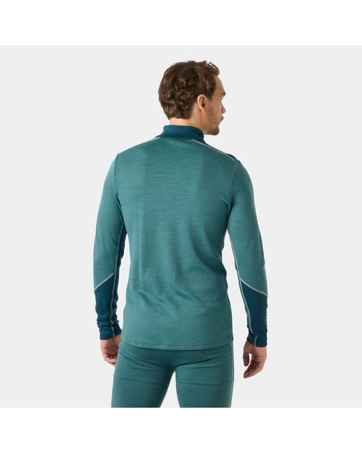 Helly Hansen Green Lifa Merino Midweight 1/2 Zip Base Layer for men