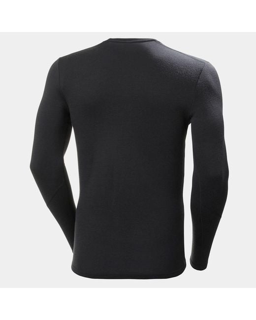 Helly Hansen Black Lifa Merino Midweight Crew Base Layer for men