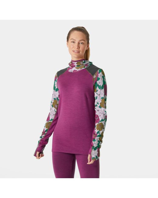 Helly Hansen Purple Lifa Merino Midweight Balaclava Hoodie