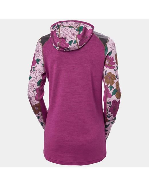 Helly Hansen Purple Lifa Merino Midweight Balaclava Hoodie