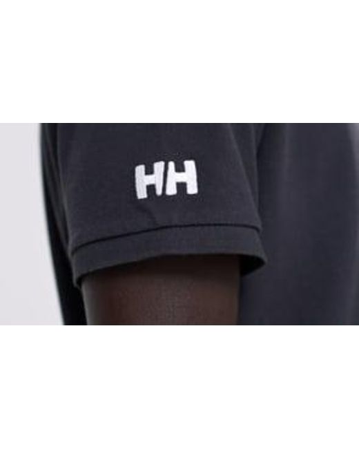 Helly Hansen Black Crew Cotton Pique Quick-Dry Polo Shirt