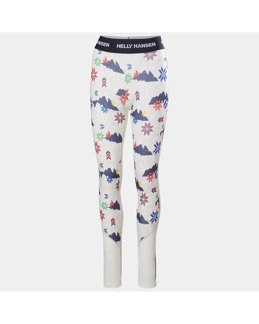 Helly Hansen Multicolor Lifa Merino Midweight Graphic Base Layer Pants White
