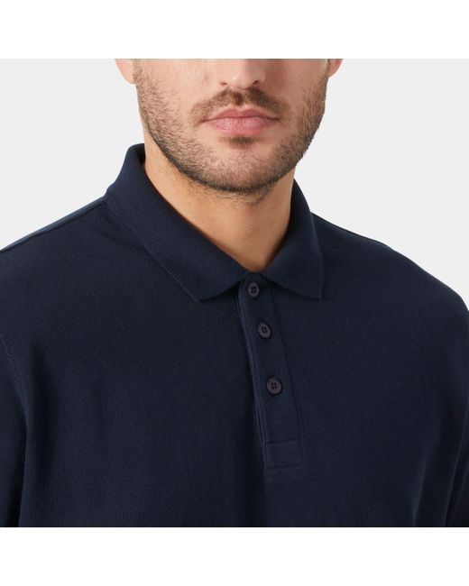 Helly Hansen Blue Crew Cotton Pique Quick-Dry Polo Shirt for men