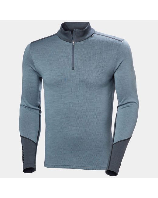 Helly Hansen Blue Lifa Merino Midweight 1/2 Zip Base Layer for men