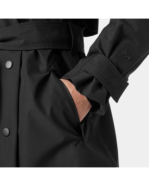 Helly Hansen Black Avenue Insulated Long Trench Coat