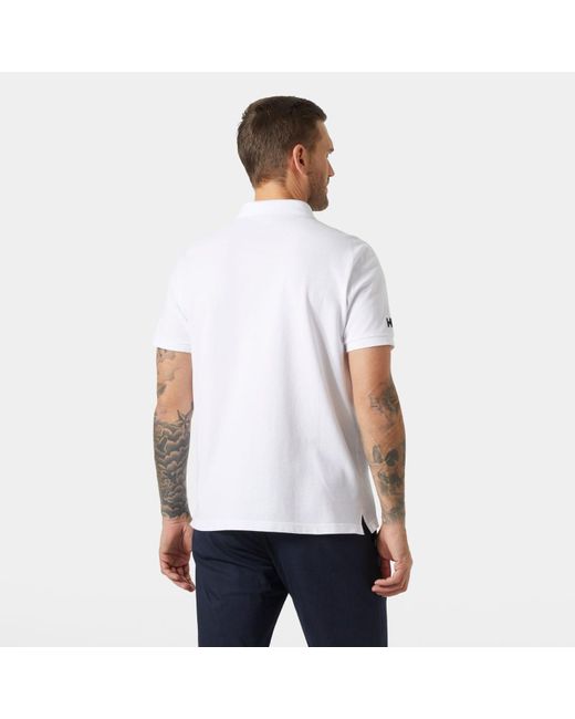 Helly Hansen White Crew Cotton Pique Quick-Dry Polo Shirt for men