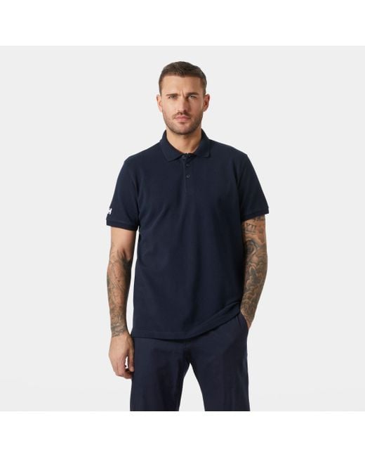 Helly Hansen Blue Crew Cotton Pique Quick-Dry Polo Shirt for men