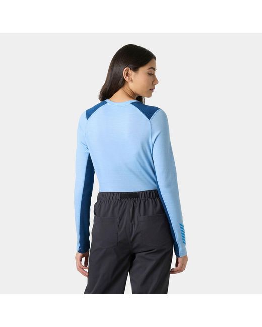 Helly Hansen Blue Lifa Merino Midweight Crew Base Layer