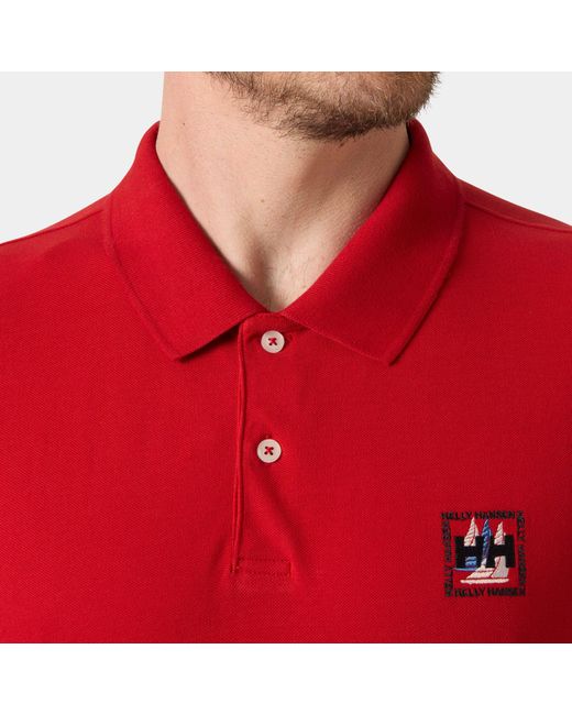 Helly Hansen Red Messina Graphic Fitted Polo for men