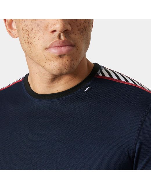 Helly Hansen Blue Hh Lifa Stripe Crew Ski Base Layer for men