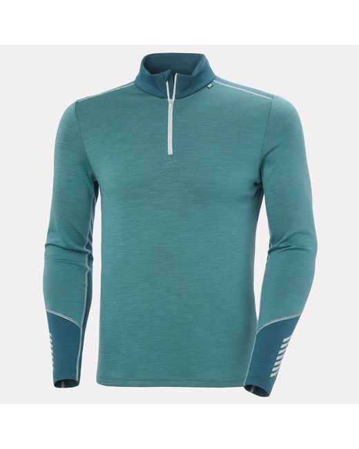 Helly Hansen Green Lifa Merino Midweight 1/2 Zip Base Layer for men