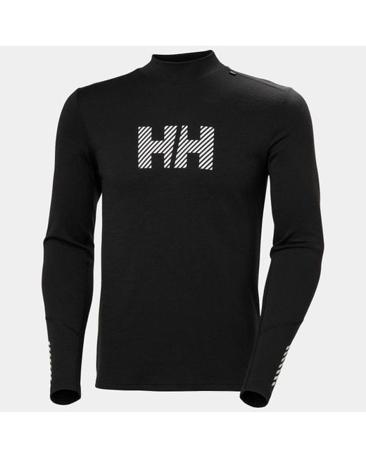 Helly Hansen Black Lifa Merino Midweight Logo for men