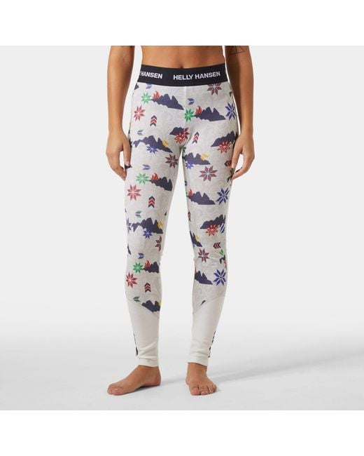 Helly Hansen Multicolor Lifa Merino Midweight Graphic Base Layer Pants White