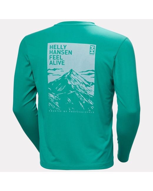 Helly Hansen Green Skog Graphic Long Sleeve Tee for men