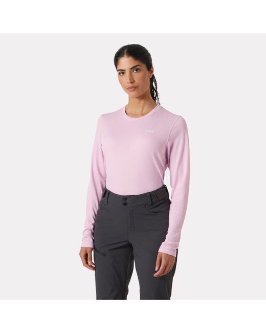 Maglia A Manica Lunga Base Layer Hh Lifa Active Solen Donna Rosa di Helly Hansen in Purple