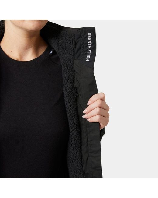 Helly Hansen Black Crew Hooded Pile Jacket