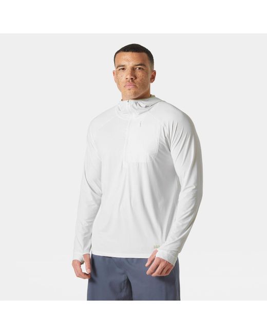 Helly Hansen White Shine Solen Half-Zip Sun Hoodie for men