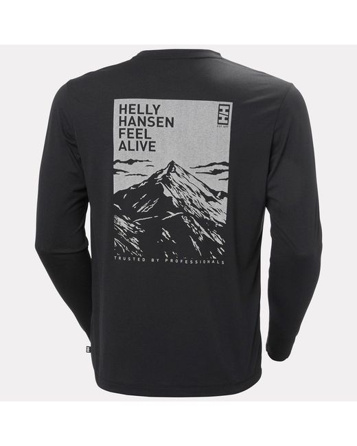 Helly Hansen Black Skog Graphic Long Sleeve Tee for men