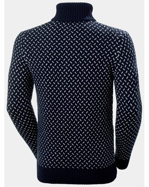 Helly Hansen Blue Men's Arctic Ocean Icelander Wool Knit Half-zip Sweater Mens for men