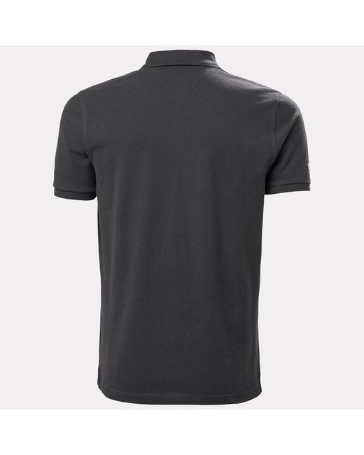 Helly Hansen Black Crew Cotton Pique Quick-Dry Polo Shirt