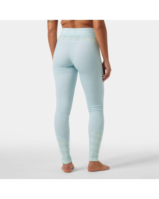 Helly Hansen Blue Lifa Merino Midweight Graphic Base Layer Trousers