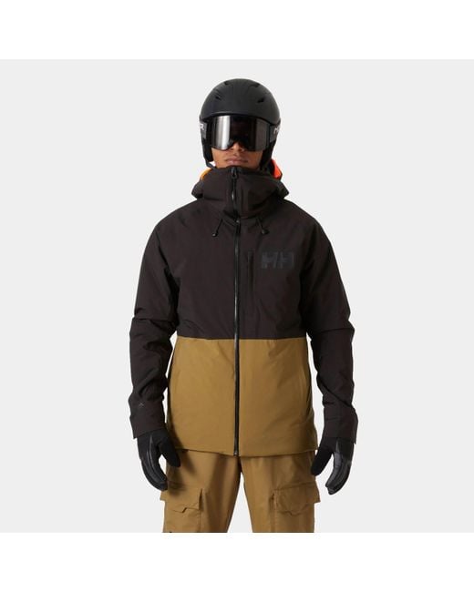 Giacca Da Sci Uomo Powderface Con Cappuccio Marrone di Helly Hansen in Black da Uomo