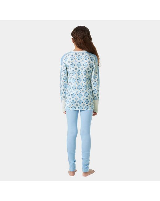 Juniors' Graphic Lifa Merino Base Layer Set Blu di Helly Hansen in Blue