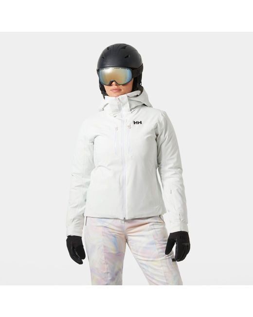 Helly Hansen White Alphelia Lightweight Lifaloft Ski Jacket
