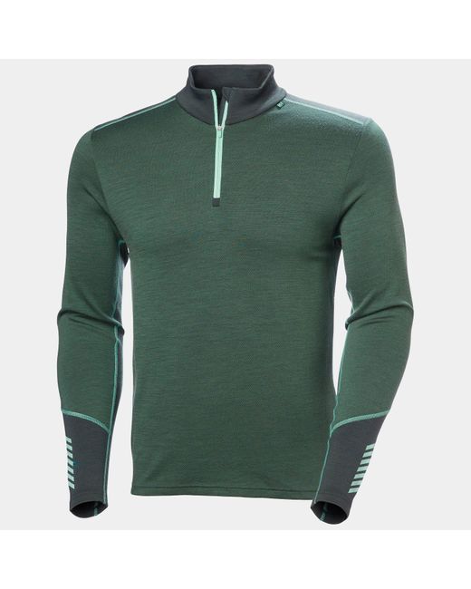 Helly Hansen Green Lifa Merino Midweight 1/2 Zip Base Layer for men