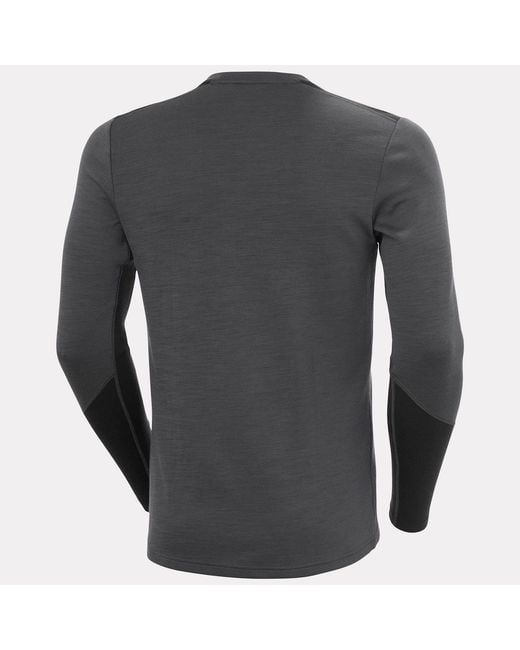 Helly Hansen Gray Lifa Merino Midweight Crew Base Layer for men