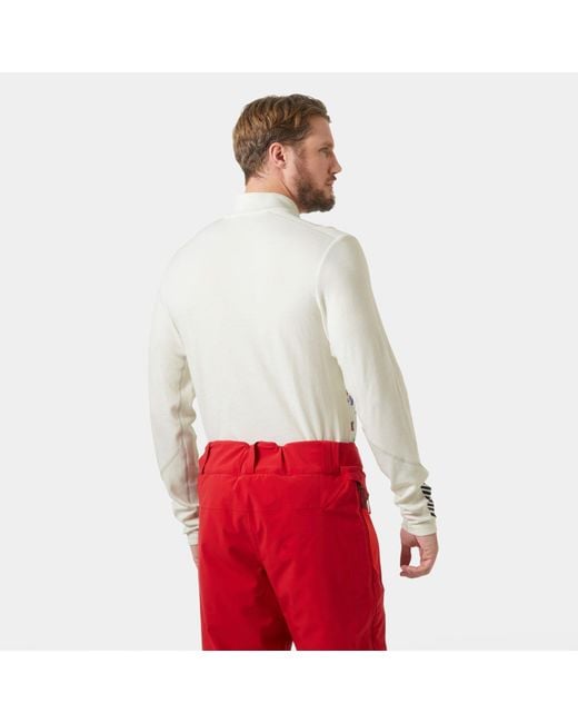 Helly Hansen Red Lifa Merino Midweight 1/2 Zip Base Layer for men