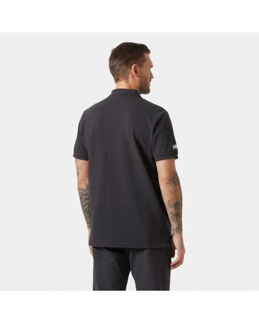 Helly Hansen Black Crew Cotton Pique Quick-Dry Polo Shirt