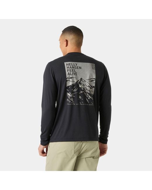Helly Hansen Black Skog Graphic Long Sleeve Tee for men