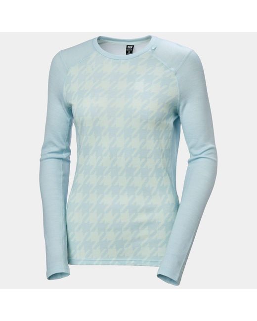 Helly Hansen Blue Lifa Merino Midweight Graphic Crew Base Layer