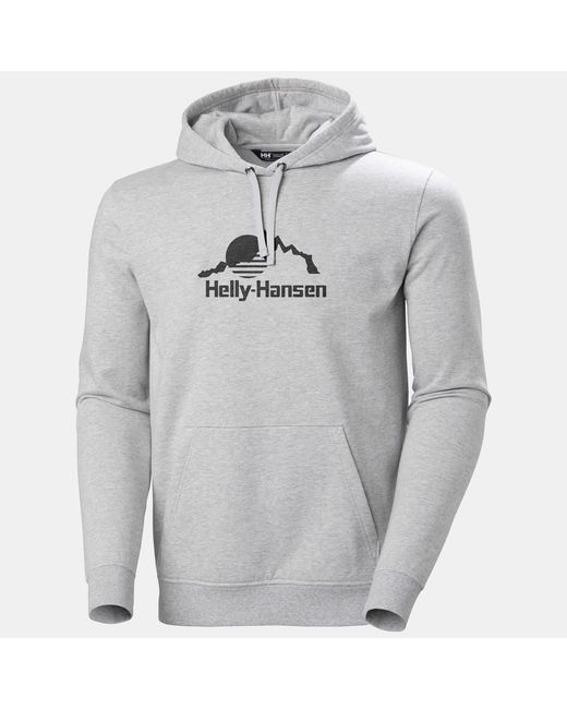 Helly Hansen Gray Nord Graphic Pull Over Hoodie for men