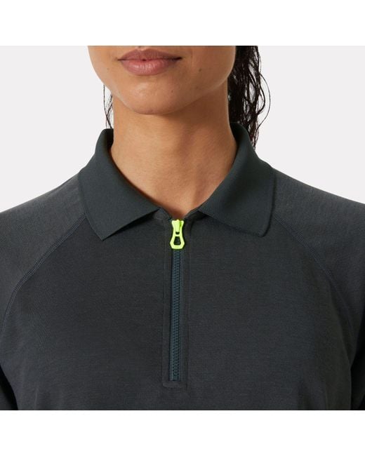 Helly Hansen Black Inshore Zip Crop Polo